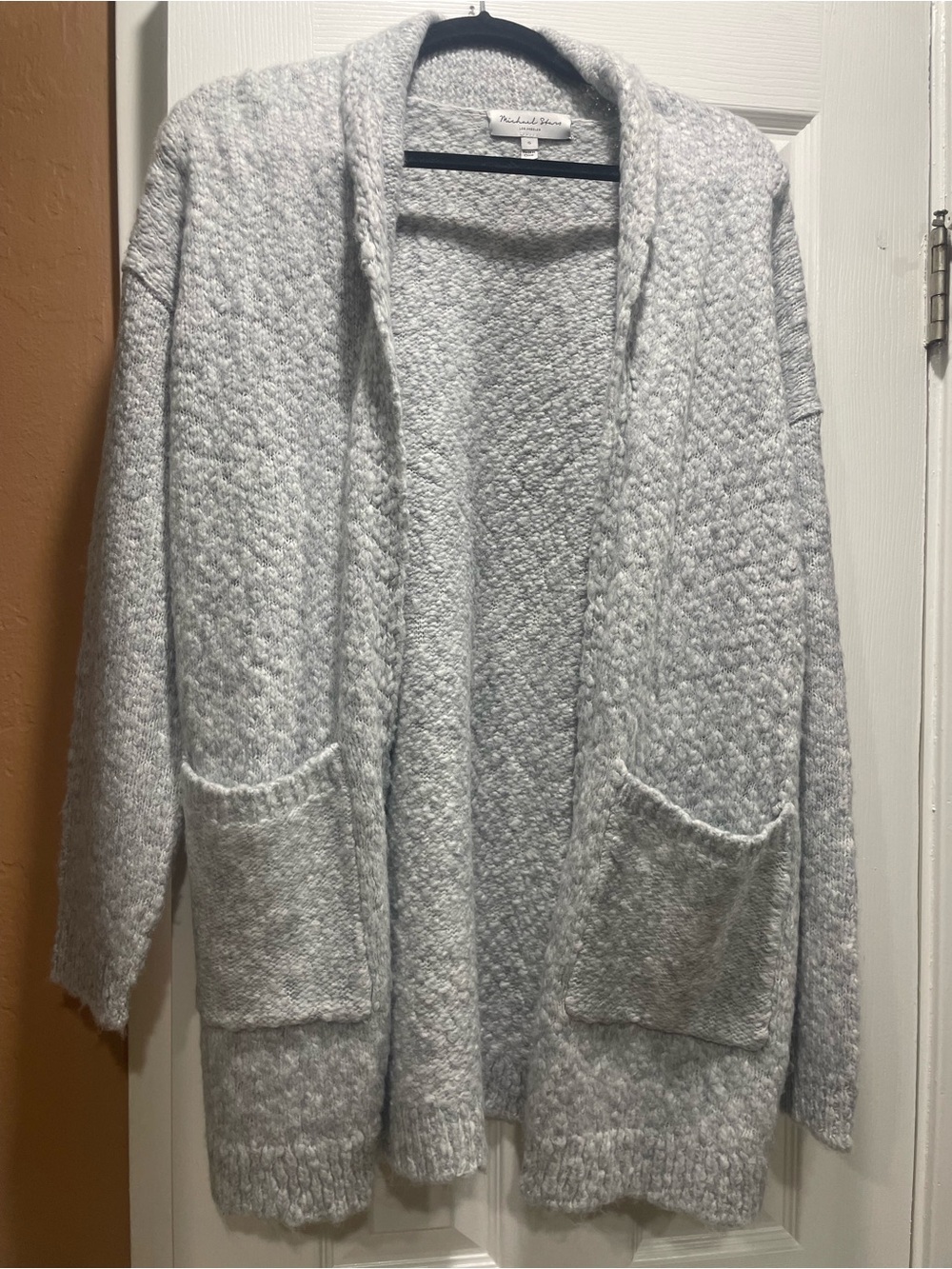 Michael Stars Light Gray Open Front Chunky Cardigan